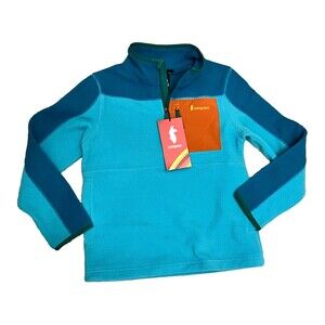 NWT COTOPAXI Kids M Abrazo Fleece Half-Zip Jacket Blue Gulf Orange Outdoor Hike